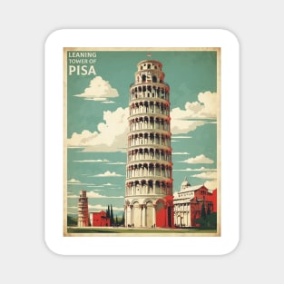 Leaning Tower of Pisa Italy Vintage Tourism Travel Poster Magnet