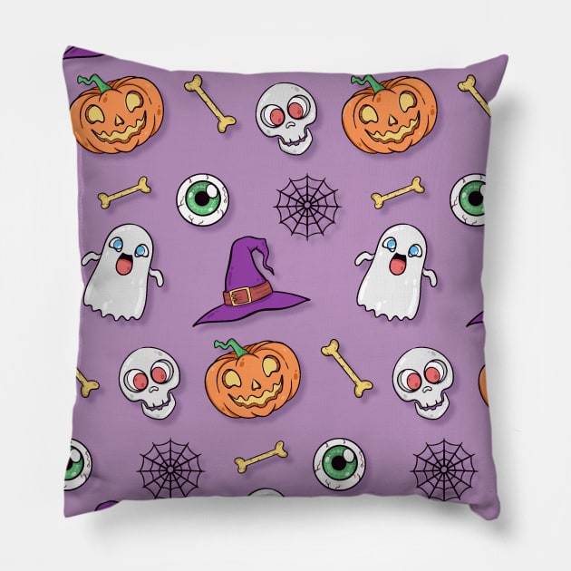 Halloween Seamless Pattern Pillow by aquariart