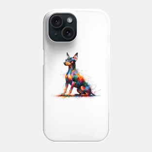 Elegant Miniature Pinscher in Colorful Splash Art Style Phone Case