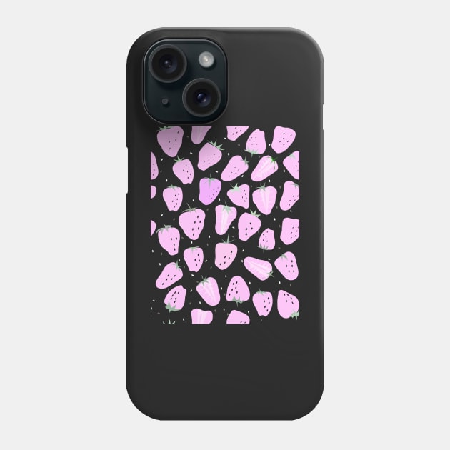 Sweet and cute strawberries in pattern Phone Case by Slownessi