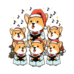 Corgi Carolers Christmas Singing Dog Choir Robes T-Shirt