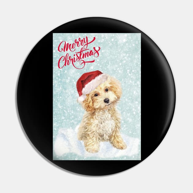 Maltipoo Merry Christmas Santa Dog Pin by Puppy Eyes