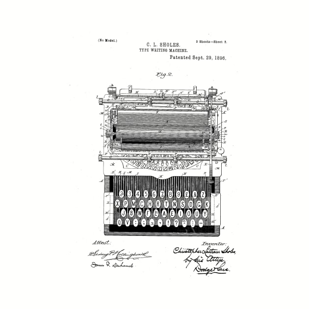 Typewriter Patent Drawing by skstring