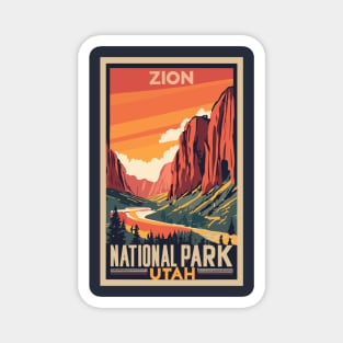 A Vintage Travel Art of the Zion National Park - Utah - US Magnet