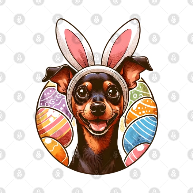 Miniature Pinscher's Joyful Easter with Bunny Ears by ArtRUs