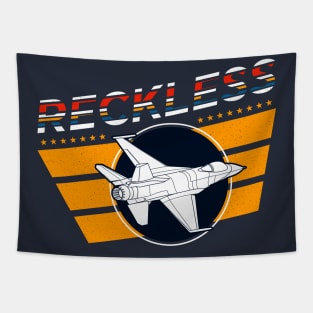 Reckless military jet airplane art with star and fringes Tapestry