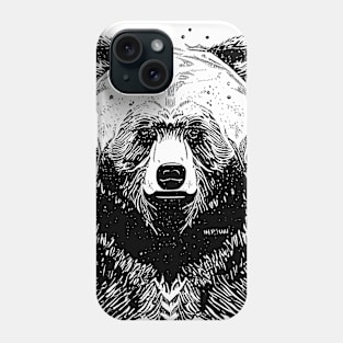 Bear Grizzly Wild Nature Illustration Line Epic Illustration Line Art Phone Case