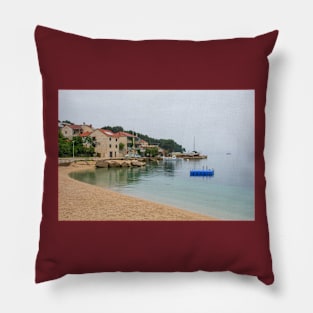 Sumartin Harbour on Brac Island, Croatia Pillow