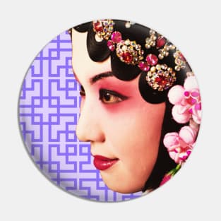 Chinese Opera Star with  Purple Tile Floor Pattern- Hong Kong Retro Pin