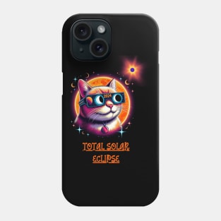 Total Solar Eclipse 2024 Cat Wearing Solar Eclipse Glasses Phone Case