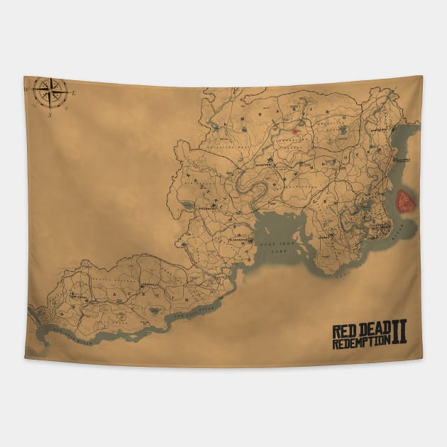 Red Dead Redemption 2 Map Tapestry by Pliax Lab