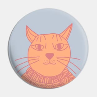 Peach Fuzz Color of the Year 2024 Sweater Cat Portrait Pin