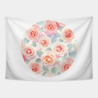 Faded Pink and Peach Painted Roses Tapestry
