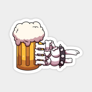 Skeleton Hand Holding Beer Cartoon Magnet