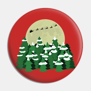 Santa's Sleigh with Christmas Trees and Full Moon Pin