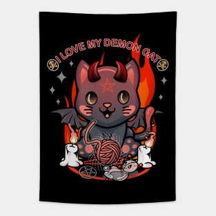 I love My Demon Cat Tapestry