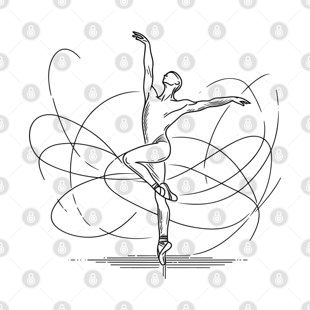 Black one line art Ballet Male dancer by PrintSoulDesigns