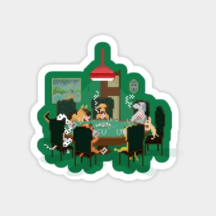 Poker Dogs Pixel art Magnet