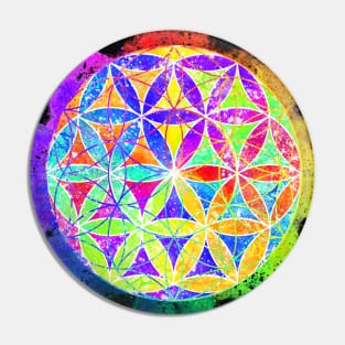 Rainbow Geometric Circle Flower Mandala - Chaos Pin