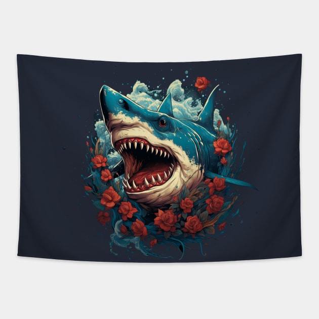 Romantic Shark Tapestry by pandas doing stuff