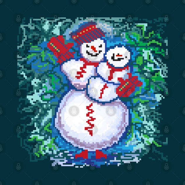 happy new year  2022 snowman christmas pixel by vlada antsi