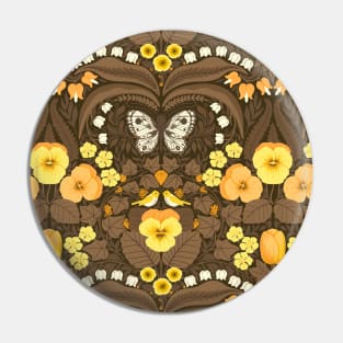 Dollhouse garden, pansies, birds and butterflies Pin