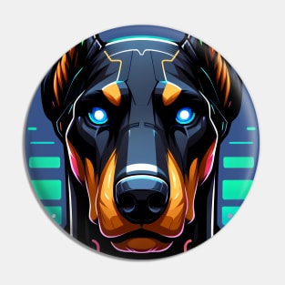 Cyberpunk Neon Furry Anthro Doberman Dog Pin