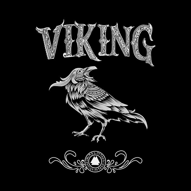 Viking Raven Bird Nordic Style Norseman Norse by Foxxy Merch