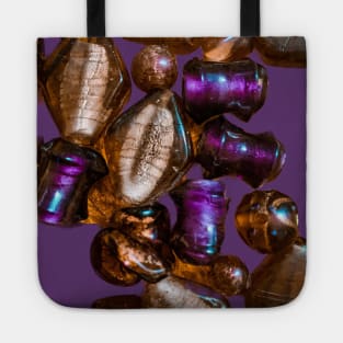 Purple Glass Golden Beads Tote