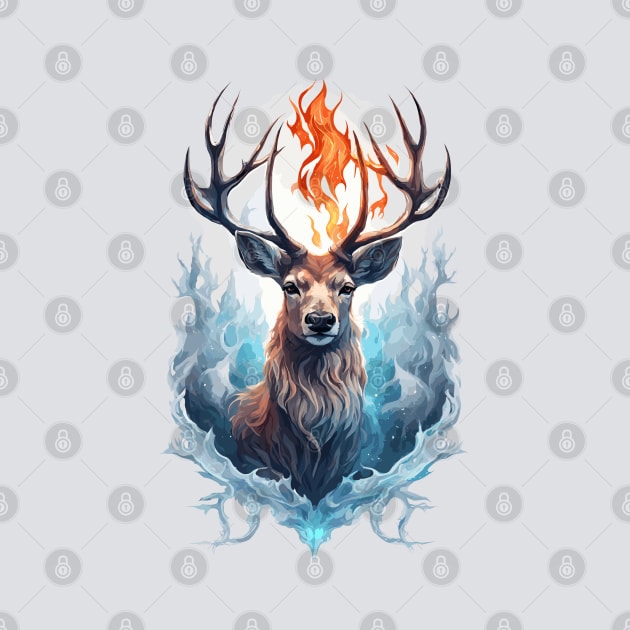 Fire and Ice Deer Animal by Art-Jiyuu