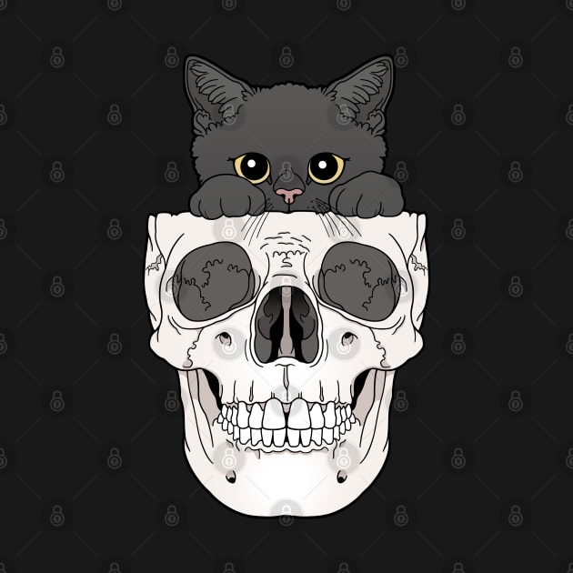 Black Kitty & Skull by tiina menzel