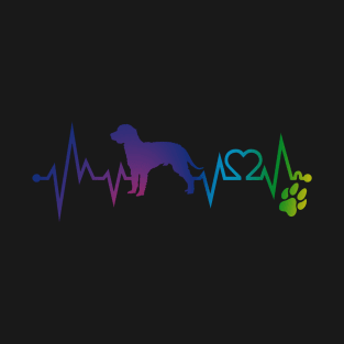 American Water Spaniel Colorful Heartbeat, Heart & Dog Paw T-Shirt