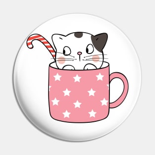 Cat and Coffee Mug Pin