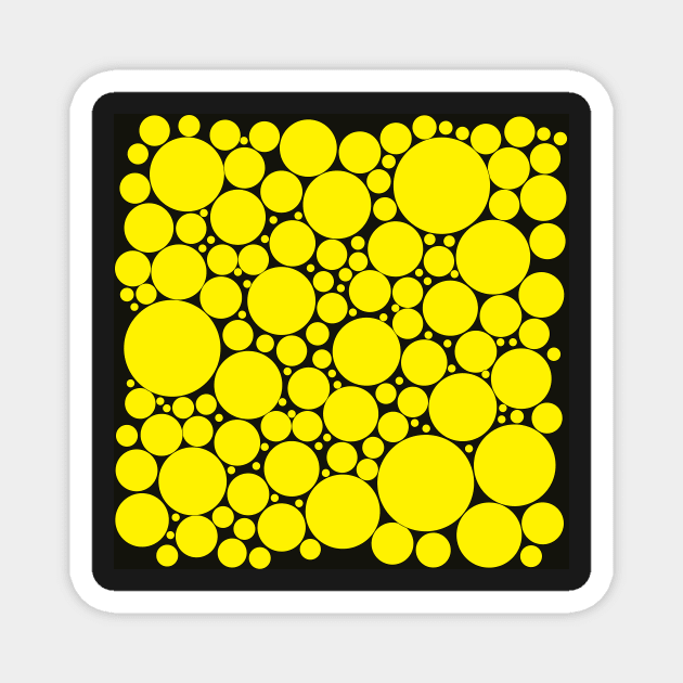 yellow pop art polka dots on black Magnet by pauloneill-art