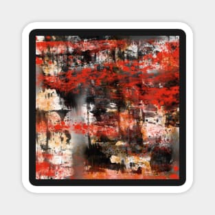 Birches in Autumn Abstract study of textures in black, white, red, and yellow Magnet