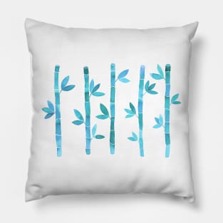 Watercolor Bamboo Pattern - Teal Pillow