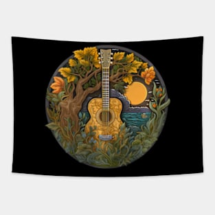 Acoustic Guitar Tree Guitarist Landscape Nature Music Lover Tapestry