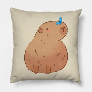 Capybara and butterfly Pillow