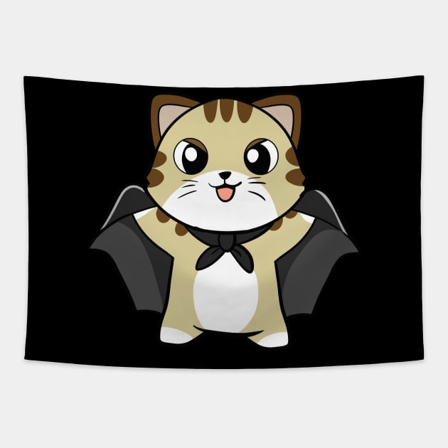 Spooky Vampire Cat Tapestry by WildSloths