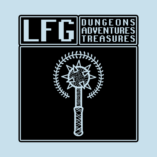 LFG Looking For Group Cleric Priest Mace Screen Dungeon Tabletop RPG TTRPG by GraviTeeGraphics