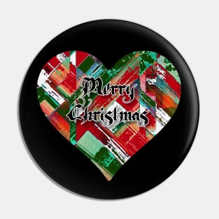 Merry Christmas Quilt Heart Pin
