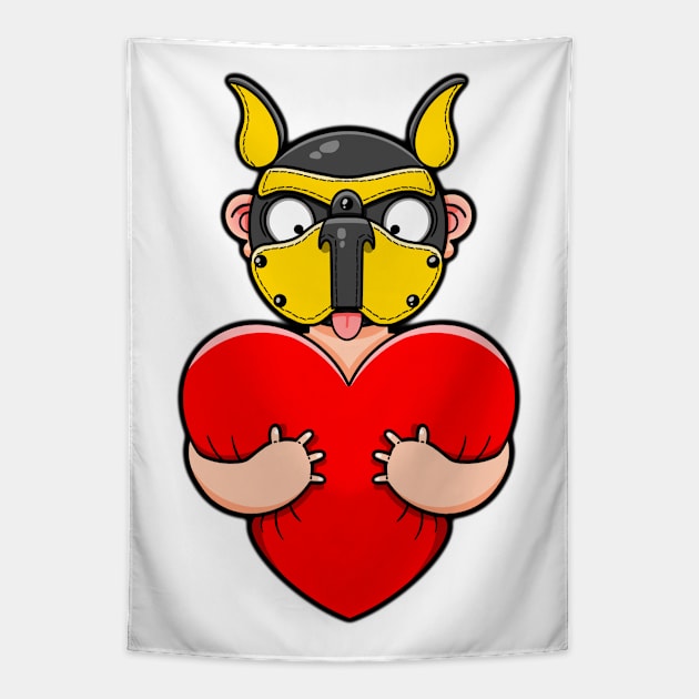 Gay Yellow Pup Hug Tapestry by LoveBurty