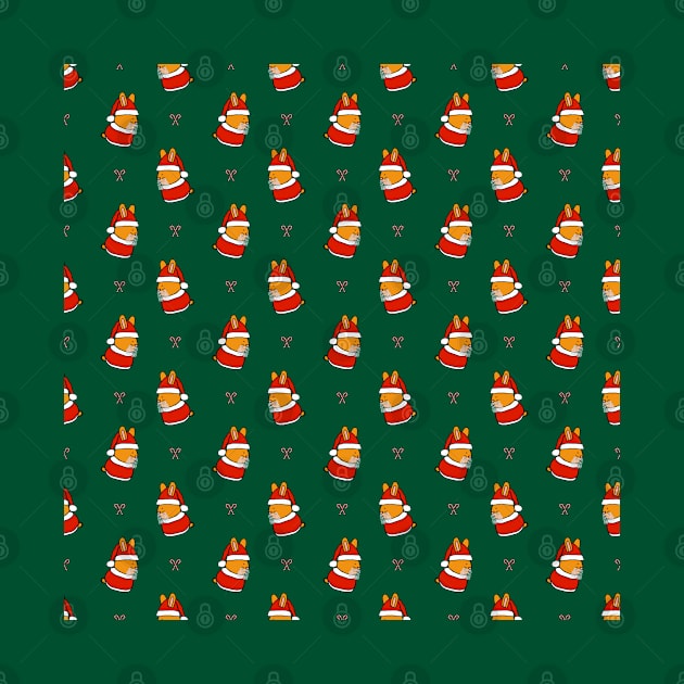 Christmas Santa Bunny Pattern with Candy Canes by ellenhenryart