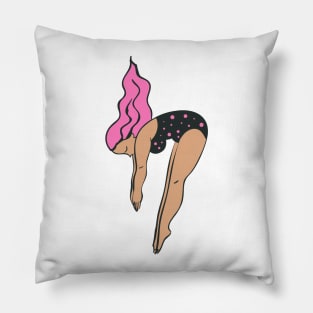 High Dive Woman in Retro Style Pillow