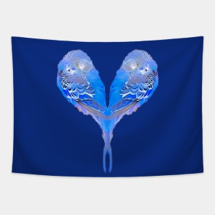 Blue budgies - heart shape Tapestry