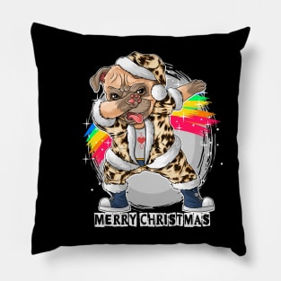 Leopard print Dabbing Pug Dog Thanksgiving Pillow