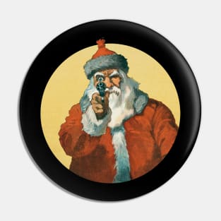 Vintage Angry Santa with Gun Pin