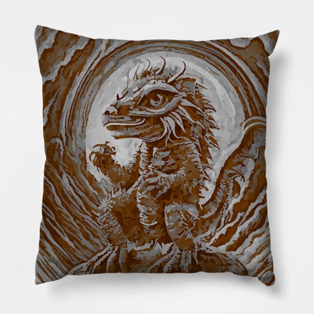 Old photo watercolor year of the dragon 2024 Pillow by Catbrat