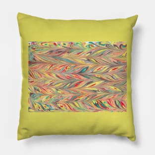 EBRU - Turkish Art of Marbling - Horizontal Colorful Design [ED#1C1V2] Pillow