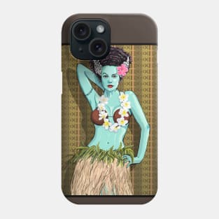 Tiki Hula Bride with thatch background Phone Case